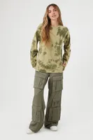 Women's Tie-Dye Long-Sleeve T-Shirt in Olive, XS