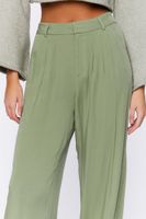 Women's Wide-Leg Pleated Pants in Olive Medium