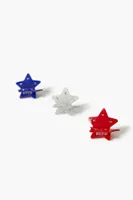 Star Mini Claw Hair Clip Set in Red/Blue