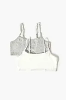 Girls Bralette - 2 pack (Kids) in White/Heather Grey Medium