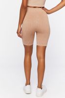 Women's Seamless Ribbed Biker Shorts in Walnut, XS