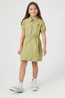 Girls Zip-Up Nylon Dress (Kids) in Turtle Green, 9/10