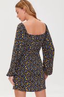 Women's Floral Print Mini Dress in Black Small