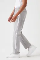 Men Side-Striped Straight Pants in Grey/Grey Medium