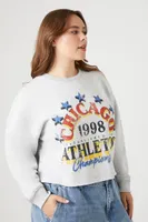 Women's Chicago Graphic Pullover in Heather Grey, 0X