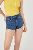 Women's Frayed Stretch-Denim Shorts in Dark Denim, 29