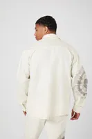 Men Tie-Dye Long-Sleeve Shirt in Cream/Black Large