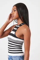 Women's Striped Seamless Tank Top in Black/White Medium