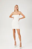 Women's Seamless Bodycon Tube Mini Dress in White, M/L