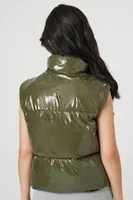 Women's Quilted Puffer Vest in Olive Large