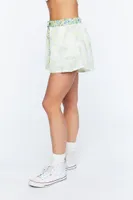 Women's Inverted Floral Print Shorts in Vanilla Small