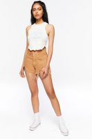 Women's Frayed Distressed Denim Shorts in Brown, 23