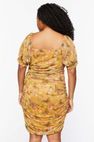 Women's Butterfly Print Mini Dress in Yellow, 3X