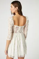 Women's Lace Fit & Flare Mini Dress in Vanilla Small