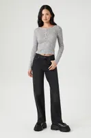 Women's Ribbed Knit Long-Sleeve Top