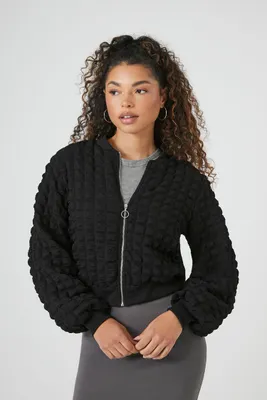 Women's Popcorn Knit Bomber Jacket