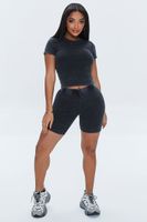 Women's Ribbed High-Rise Biker Shorts in Black, XS