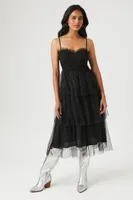 Women's Mesh Sweetheart Midi Dress in Black Medium