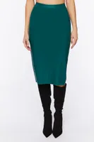 Women's Faux Leather Pencil Midi Skirt in Emerald Small