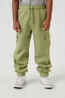 Kids Cargo Fleece Joggers (Girls + Boys) in Olive, 9/10