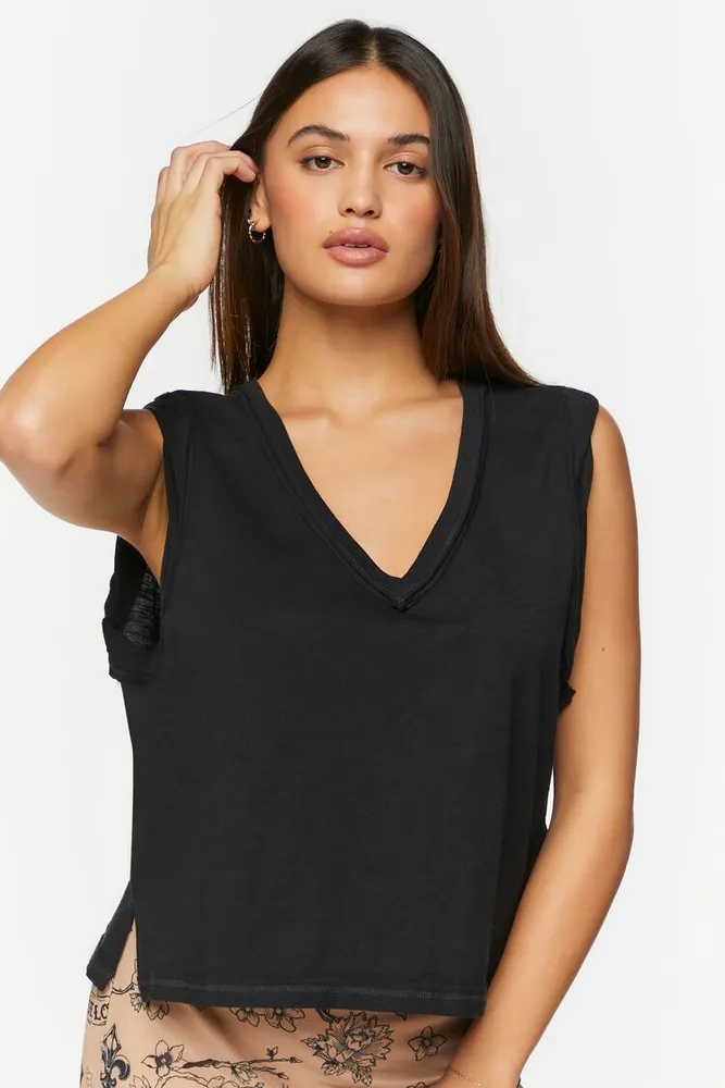 Women's V-Neck Sleeveless Top Large