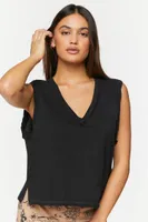 Women's V-Neck Sleeveless Top in Black Small