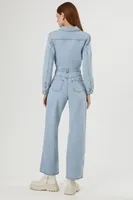 Women's Denim Cutout Straight-Leg Jumpsuit in Light Denim Large