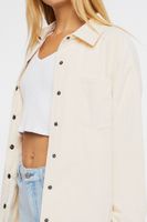 Women's Dolphin-Hem Buttoned Shacket in Cream Medium