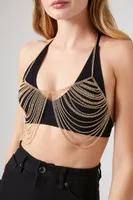 Women's Chain Body Chain Bralette in Gold