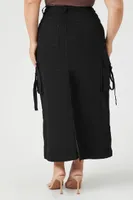 Women's Twill Maxi Cargo Skirt in Black, 3X