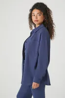 Women's Fleece Pocket Shacket in Navy Small