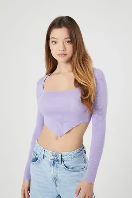 Women's Ribbed Knit Cropped Sweater Medium