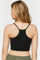 Women's Seamless Lettuce-Edge Cropped Cami Black,