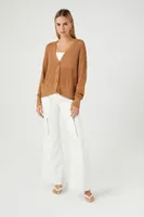 Women's V-Neck Cardigan Sweater in Camel Small