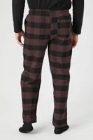 Men Plaid Drawstring Pajama Pants in Cocoa/Black, XXL