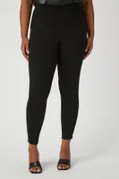 Women's Faux Leather-Trim Leggings in Black, 0X