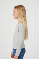 Girls Ribbed Combo Top (Kids) in Grey, 7/8