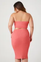 Women's Tube Top & Skirt Set in Coral, 3X