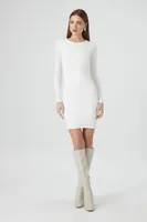 Women's Ribbed Knit Bodycon Mini Dress in White Large