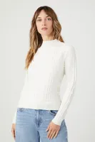 Women's Geo Mock Neck Sweater in Cream Large