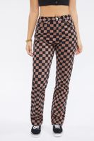 Women's Checkered Print Jeans in Taupe/Black, 28