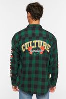 Men Culture Graphic Plaid Shirt Teal