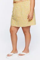 Women's Gingham Skort in Yellow Gold/White, 0X