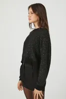 Women's Glitter Knit Crew Sweater Black