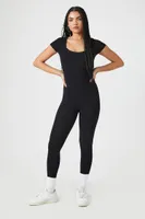 Women's Seamless Short-Sleeve Jumpsuit in Black Small