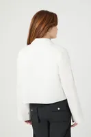 Women's Cropped Snap-Button Shirt in White Medium