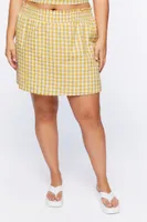 Women's Gingham Skort in Yellow Gold/White, 0X