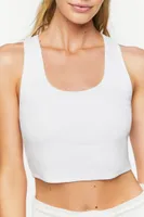 Women's Active Racerback Cropped Tank Top in White Small