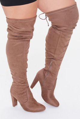 Women's Faux Suede Block Heel Boots (Wide) Taupe,