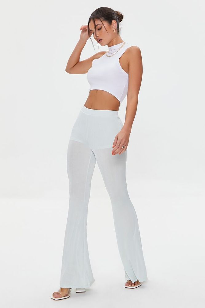 Women's Slinky High-Rise Flare Pants in Mint Large